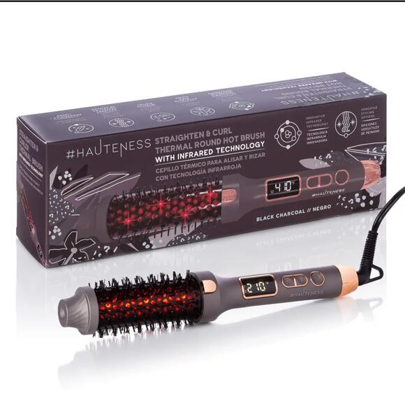Hauteness Thermal Infrared Straighten & Curl Round Hot Brush Digital Display - Picture 1 of 4